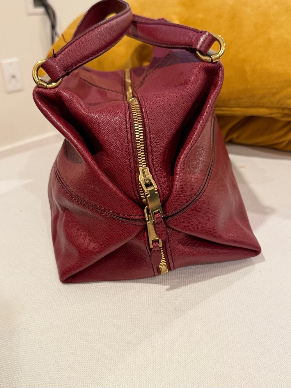 JCrew cranberry leather handbag